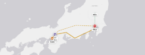 vegan Japan itinerary route map – Tokyo, Kyoto and Osaka