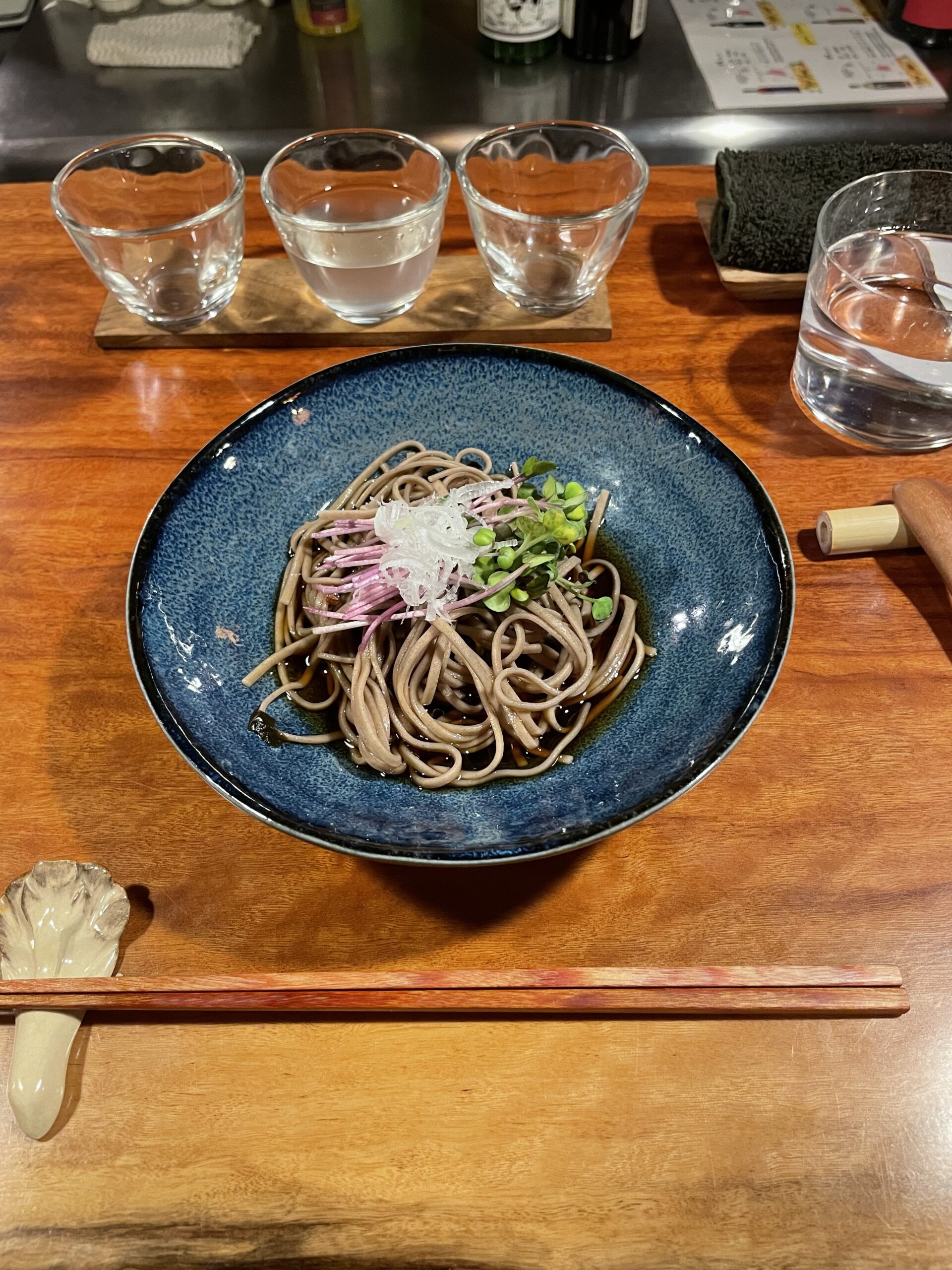 soba noodle course at vegan kaiseki restaurant Tokyo Monkey Magic