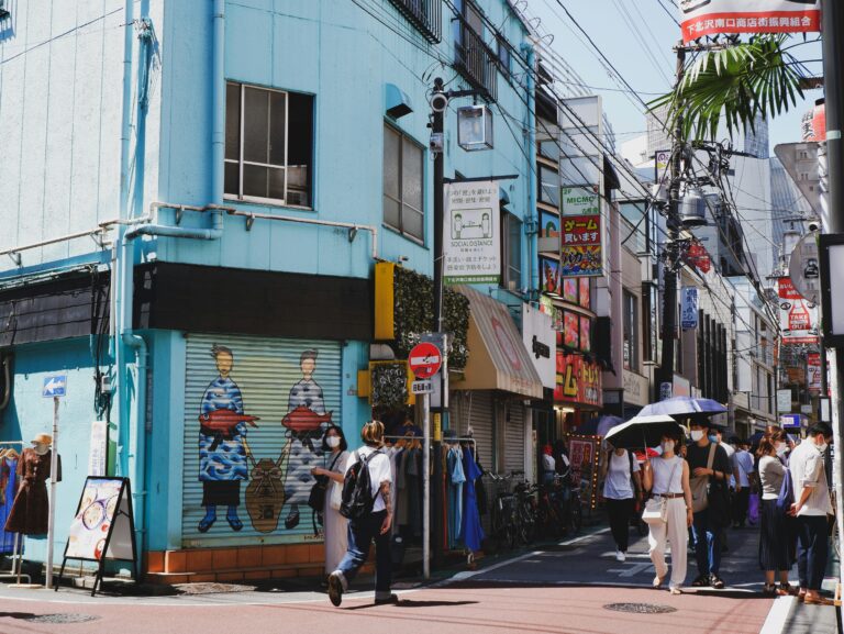 Shimokitazawa guide: flea market stalls at Senrogai Open Space on a weekend